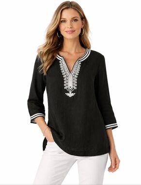 STYLE & CO Linen Long Sleeve Tunic Top Size 10P